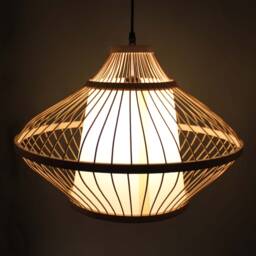 Handmade Bamboo Pendant Light Natural Parchment Lampshade - thumbnail 2