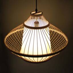Handmade Bamboo Pendant Light Natural Parchment Lampshade - thumbnail 3