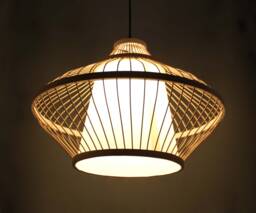 Handmade Bamboo Pendant Light Natural Parchment Lampshade