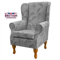 Floral Wingback Armchair Handmade Fireside Accent Chair - thumbnail 3