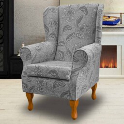 Floral Wingback Armchair Handmade Fireside Accent Chair