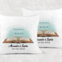 Personalised Our Love Story Cushion, Wedding Anniversary Gift - thumbnail 3