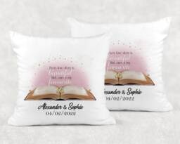 Personalised Our Love Story Cushion, Wedding Anniversary Gift - thumbnail 1