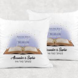 Personalised Our Love Story Cushion, Wedding Anniversary Gift - thumbnail 4