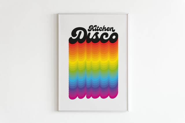 Kitchen Disco - Kitsch Rainbow Lyrics Music A3 A4 A5 Wall Art Poster Print Gift