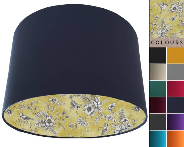 Bird Toile Lampshade Buttercup Yellow Finch Print, Ceiling Or Table Lamp - image 1