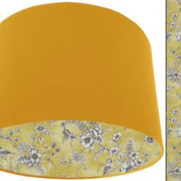 Bird Toile Lampshade Buttercup Yellow Finch Print, Ceiling Or Table Lamp - thumbnail 2