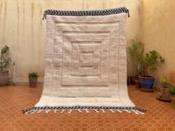 Handmade White Berber Rug Abstract Moroccan Beni Ourain Rug - thumbnail 1