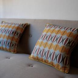 Cushion Canvas 55% Linen 45 Cotton, With Or Without Feather Inner Pillow, Hidden Zipper Colors Mustard, Grey, Burgundy - thumbnail 2