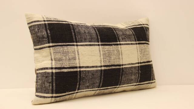 Vintage Kilim Pillow Cover - Striped Wool Sofa Pillow, 12x20 - image 1