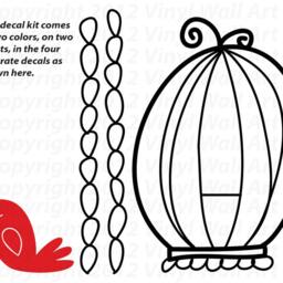Bird Cage Medium Vinyl Decal - Bird, Birdcage, Decal, Sticker, Wall Art, Decorative Cage, Decor - thumbnail 3