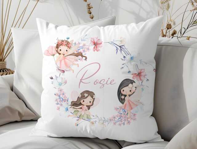 Personalised Floral Dancing Fairy Cushion, Keepsake Soft Pillow, Girl Bedroom - Decoration - image 1
