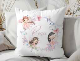 Personalised Floral Dancing Fairy Cushion, Keepsake Soft Pillow, Girl Bedroom - Decoration - thumbnail 1