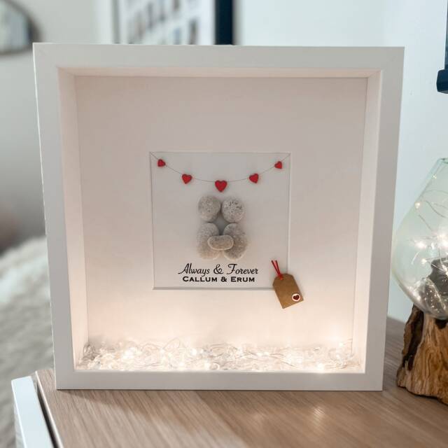 Always & Forever Anniversary Couples Wife Personalised Rock People Pebble Art Picture Frame Stone Birthday Wedding Gift - image 1