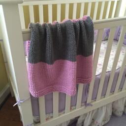 Chunky Knit Baby Blanket Pattern, Modern Pink & Gray - PDF Pattern - thumbnail 1