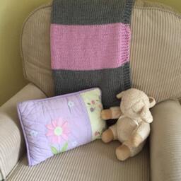 Chunky Knit Baby Blanket Pattern, Modern Pink & Gray - PDF Pattern - thumbnail 3