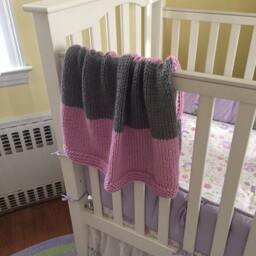 Chunky Knit Baby Blanket Pattern, Modern Pink & Gray - PDF Pattern - thumbnail 2