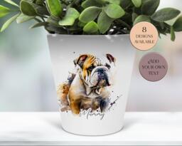 English Bulldog Plant Pot/Pen Holder - Memorial Keepsake & Dog Mums Home Decor - thumbnail 1