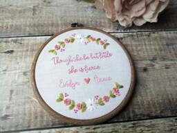 Though She Be But Little Is Fierce, Personalised Hand Embroidered Hoop, Girls Nursery Wall Art, Gifts For - thumbnail 1
