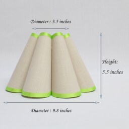 Handmade Pleated Lampshade Khaki Fabric With Yellow-Green Trim-75# - thumbnail 2