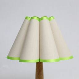 Handmade Pleated Lampshade Khaki Fabric With Yellow-Green Trim-75# - thumbnail 1