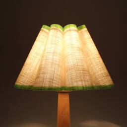 Handmade Pleated Lampshade Khaki Fabric With Yellow-Green Trim-75# - thumbnail 4