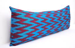 Blue Red Chevron Ikat Body Pillow Cover, Long Lumbar - thumbnail 1