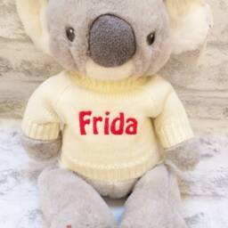 Personalised Baby Gift Keel Eco Recycled Koala Teddy Bear 9 Inch Knitted Jumper Embroidered With A Name/Text Newborn Boy Girl - thumbnail 2