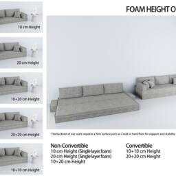 Modular Floor Cushion Sofa - Customizable Height, Removable Cover - thumbnail 3