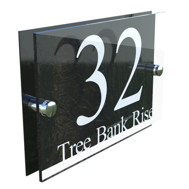 White & Black Contemporary Property Number Door Sign Wall House Plaque - Presa5-2W-B-C - image 1