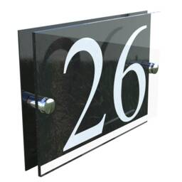 White & Black Contemporary Property Number Door Sign Wall House Plaque - Presa5-2W-B-C - thumbnail 3