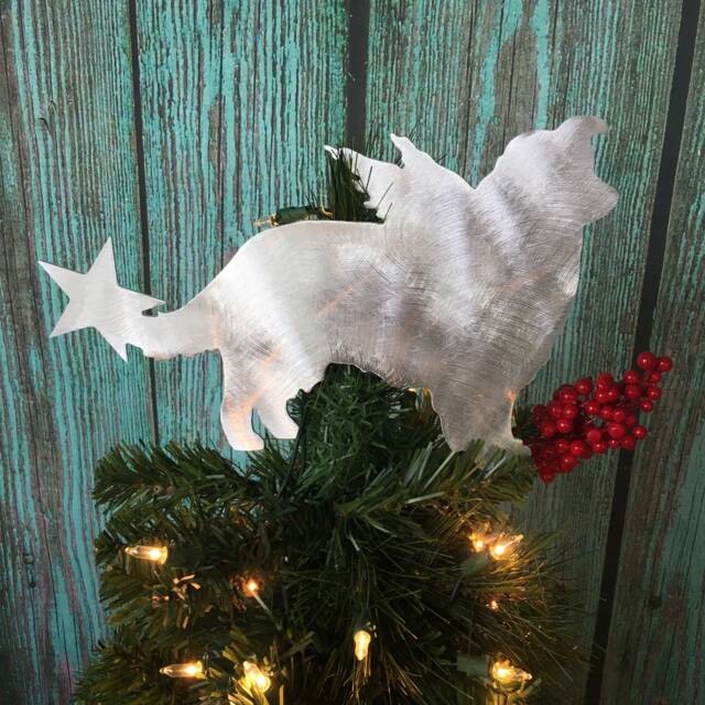 Shetland Sheepdog, Angel Dog, Star, Silhouette, Metal, Christmas Tree Topper, Wall, Shelf Art Or Yard, Great Gift, Sheltie Dog Topper - image 1