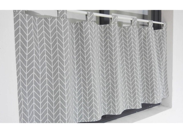 Cafe Curtain Window Valance/Window Treatment Topper/Kitchen Bathroom Nursery Drape PanelGeometric Gray, Shabby Chic, Rustic, Get Free Gift - image 1