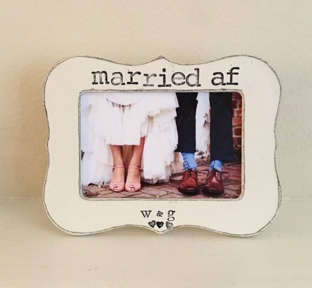 Married Af, Engagement Gift, Frame Personalized Picture Frame, Wedding Bridal Shower Gift For Couple - image 1
