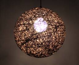 Brown Hemp Rope Sphere Pendant Light - Custom Color - thumbnail 1