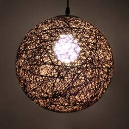 Brown Hemp Rope Sphere Pendant Light - Custom Color - thumbnail 3