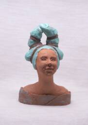 Handmade Clay Sculpture Girl With Turquoise Hair