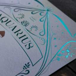 Aquarius Zodiac Print Celestial Watercolor Art - thumbnail 3