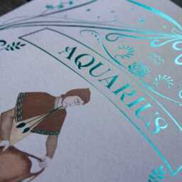 Aquarius Zodiac Print Celestial Watercolor Art - thumbnail 2