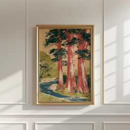 Cedar Forest Poster, Woodland Landscape Wall Art, Nature Print - thumbnail 3