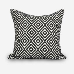 Handmade Black & White Geometric Pillow Cover Cotton Jacquard - thumbnail 1