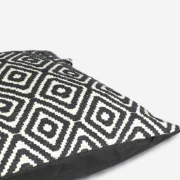 Handmade Black & White Geometric Pillow Cover Cotton Jacquard - thumbnail 3