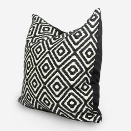 Handmade Black & White Geometric Pillow Cover Cotton Jacquard - thumbnail 2