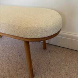 Rounded End Bench Upholstered in A Heavy Durable Recycled Boucle Fabric - thumbnail 3