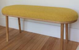 Rounded End Bench Upholstered in A Heavy Durable Recycled Boucle Fabric - thumbnail 1