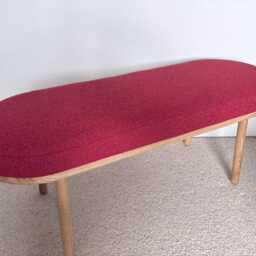 Rounded End Bench Upholstered in A Heavy Durable Recycled Boucle Fabric - thumbnail 2