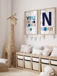 Set Of 2 Boys Nursery Prints, Bedroom Decor, Wall Art, Playroom Print, Toddler - thumbnail 1