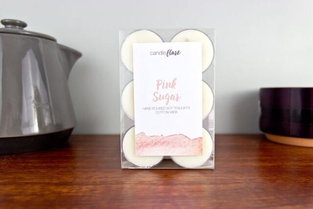 Pink Sugar Soy Tealights Set Of Six Tealights, Scented Pink Sugar Sweet Candle, Romantic Candle - image 1