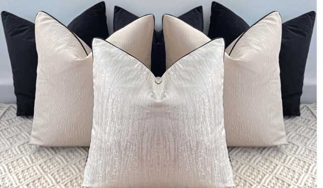 A Set Of 6 Black & Taupe Cushion For Bed, Choose The Size Pillows Covers Sofa & Chairs - The Couture Cushion