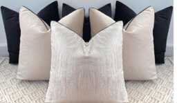 A Set Of 6 Black & Taupe Cushion For Bed, Choose The Size Pillows Covers Sofa & Chairs - The Couture Cushion